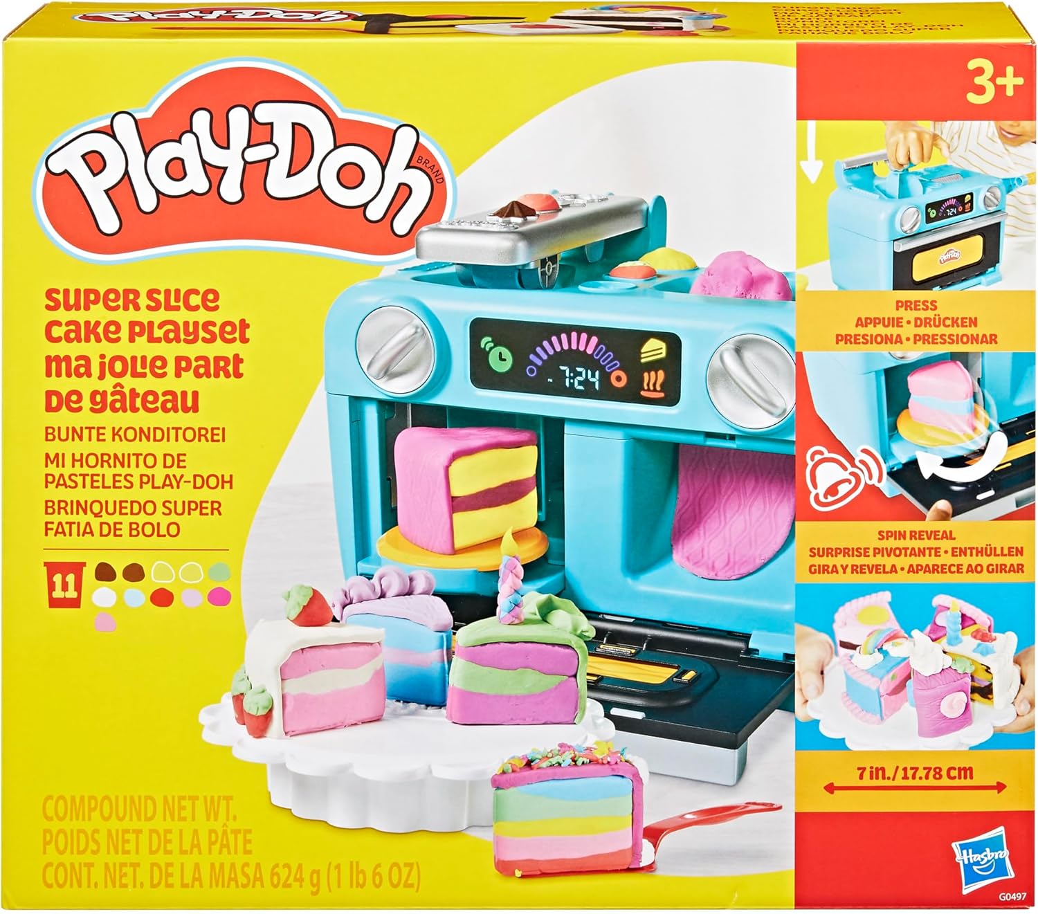 Play-Doh Super Slice Cake Playset | Toy Oven, Kitchen Accessories & 11 Modeling Compound Cans | Ages 3+