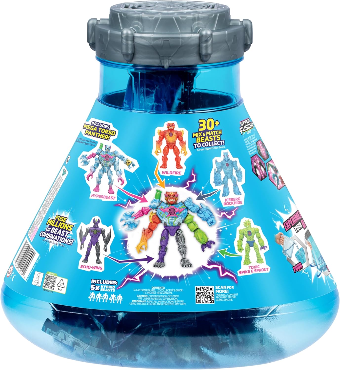MrBeast Lab Hybrids Mega Pack – Hyper Fusion Series | Create 5 Mix & Match Figures + Mega Torso Panther