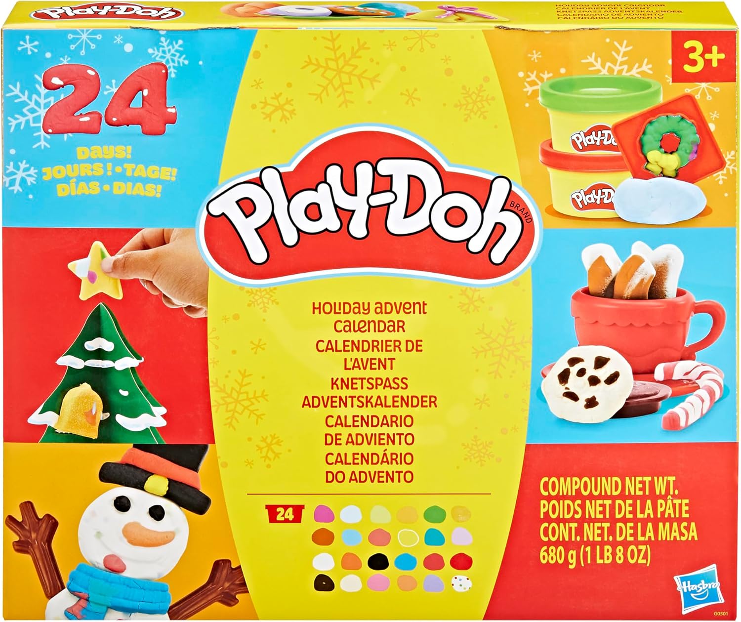Play-Doh Holiday Advent Calendar | 24-Day Countdown with Surprise Gifts | Ages 3+