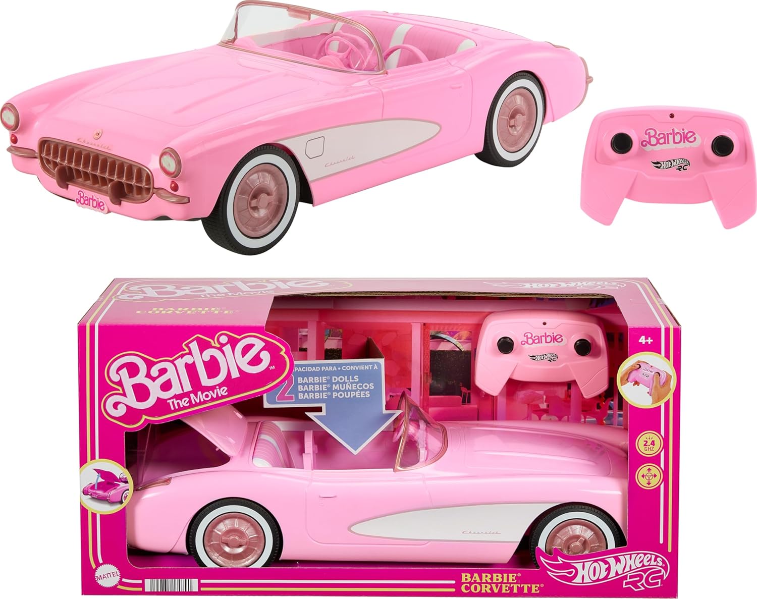 Hot Wheels Barbie RC Corvette | Remote-Control Car from Barbie The Movie | Ages 3+