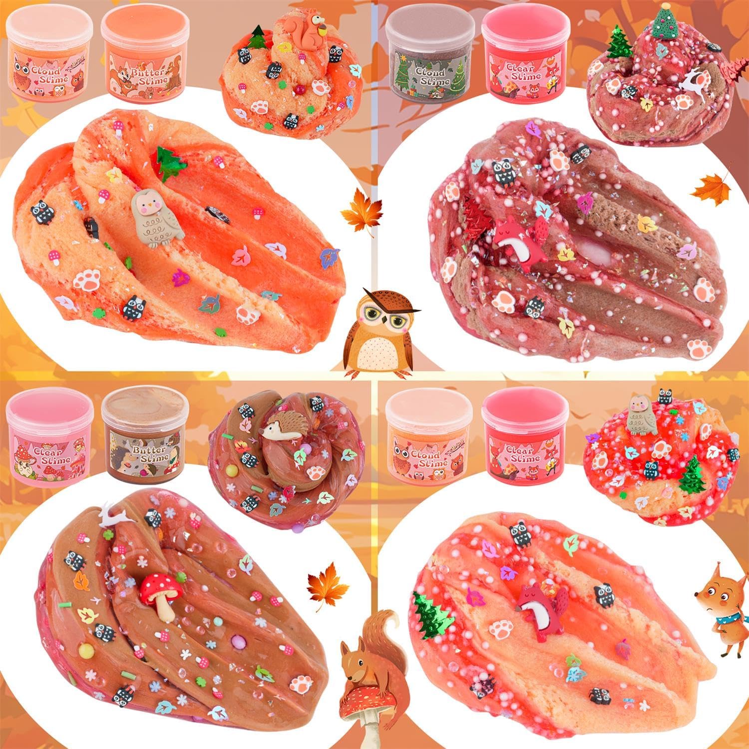 LAWOHO 6-Pack Forest Slime Kit | Butter, Cloud & Clear Slime Textures | 360 ml Total | Forest-Themed Add-Ins | Ages 4+