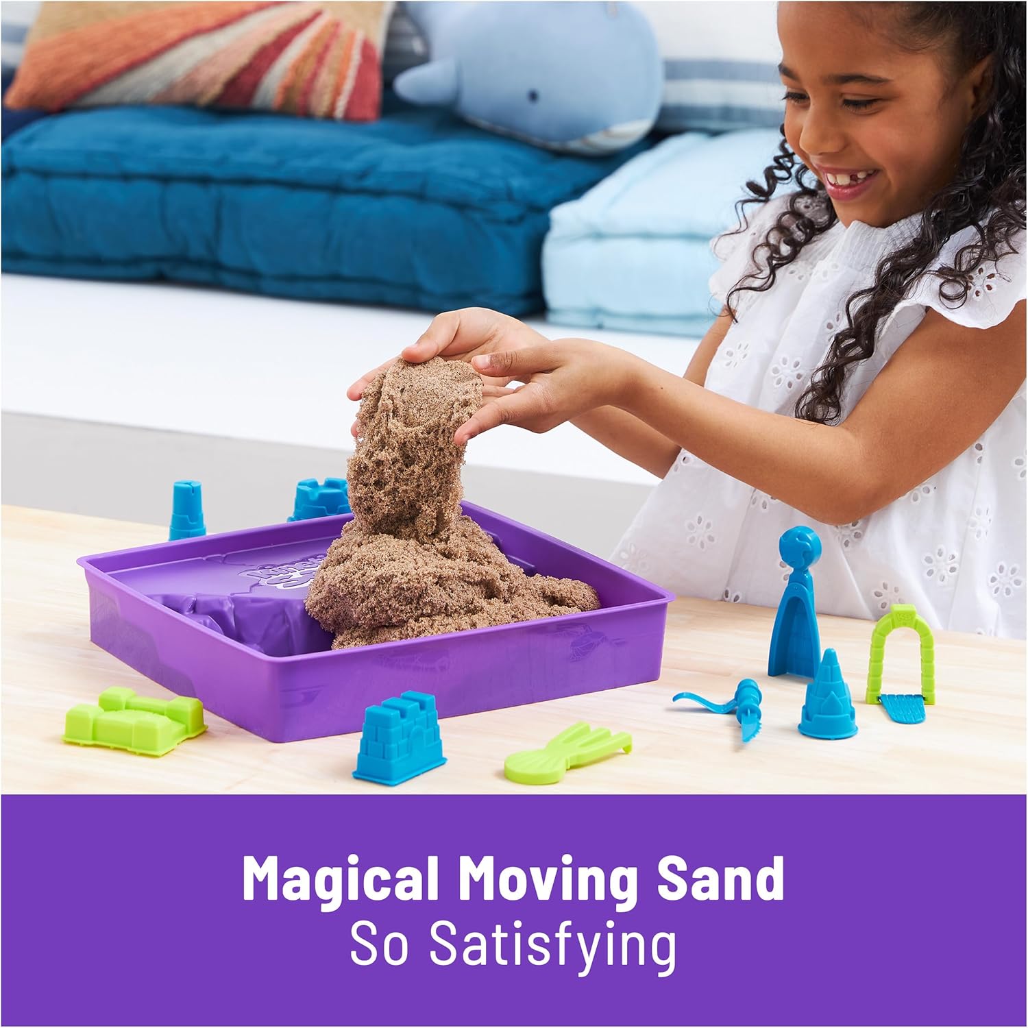 Kinetic Sand, Deluxe Beach Castle Playset with 1.13 kg Play Sand, Tools & Molds