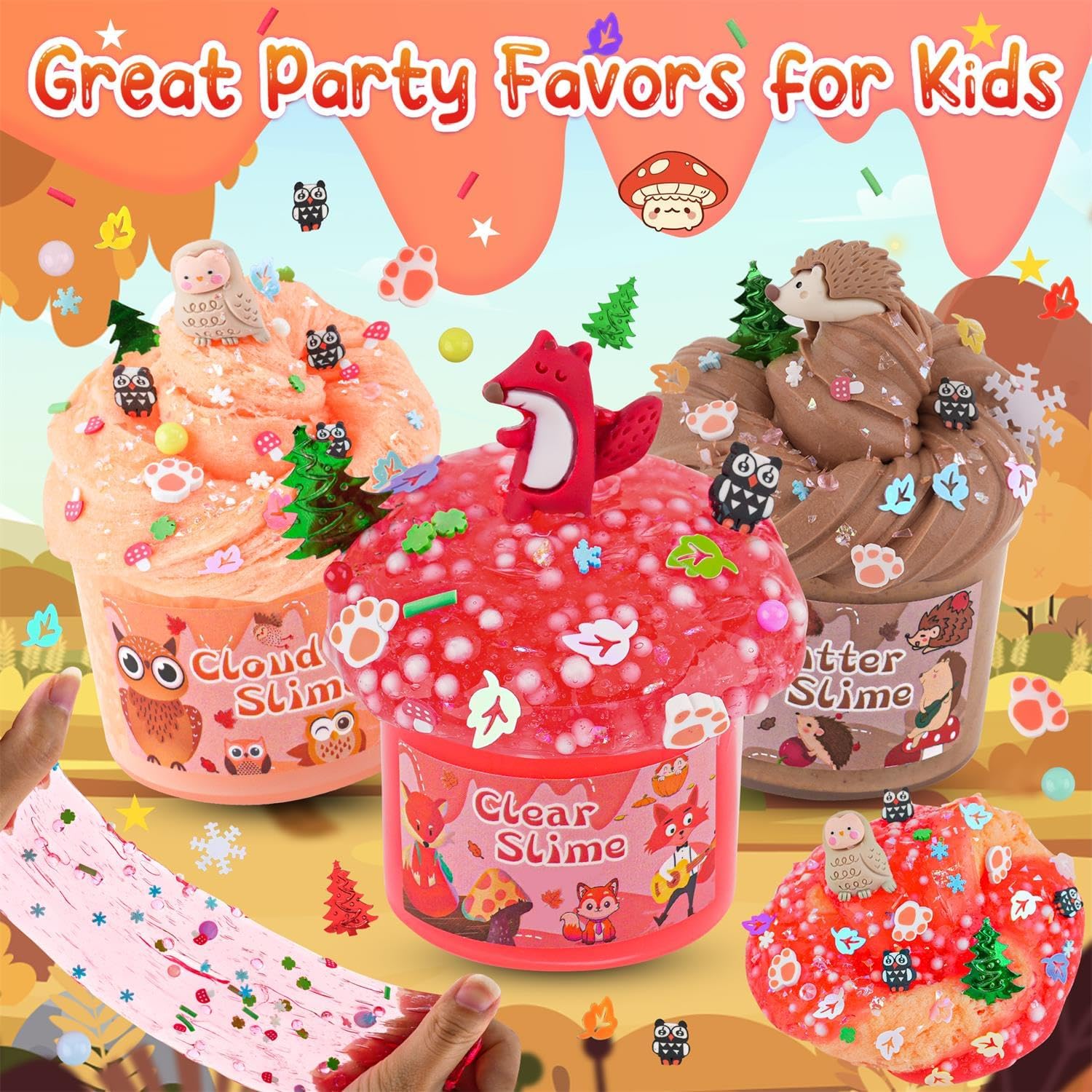 LAWOHO 6-Pack Forest Slime Kit | Butter, Cloud & Clear Slime Textures | 360 ml Total | Forest-Themed Add-Ins | Ages 4+