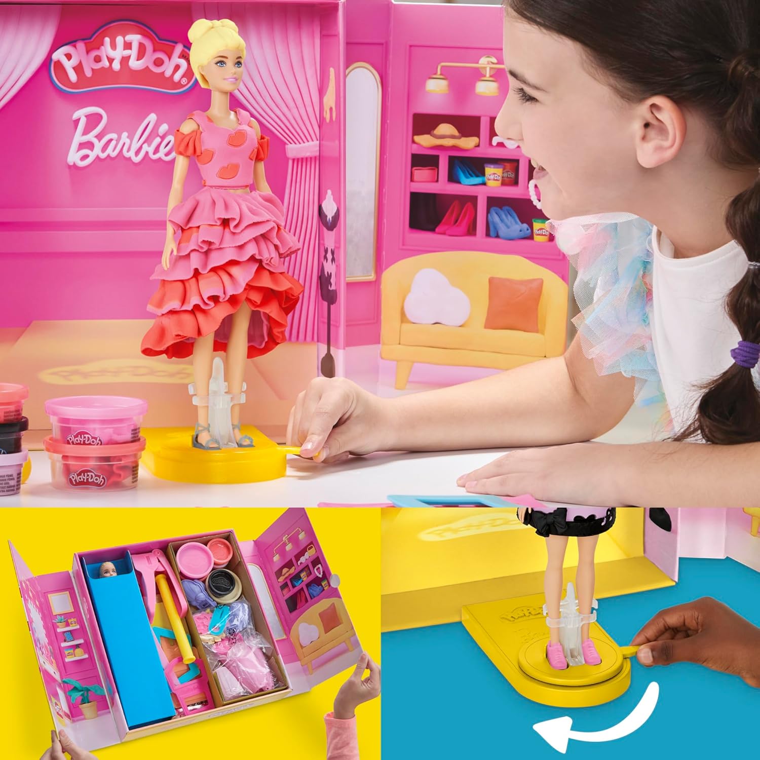 Play-Doh Barbie Designer Fashion Show Set | Create Doll Clothes with 21 Fashion Accessories & 6 Play-Doh Colors | Ages 5+