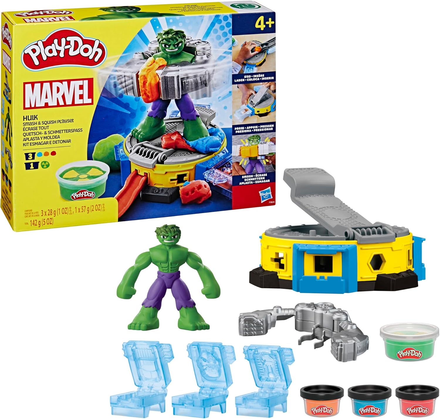 Play-Doh Marvel Hulk Smash & Squish Spielset | Superhelden-Actionfigur und Smash-Tools für Kinder ab 4 Jahren