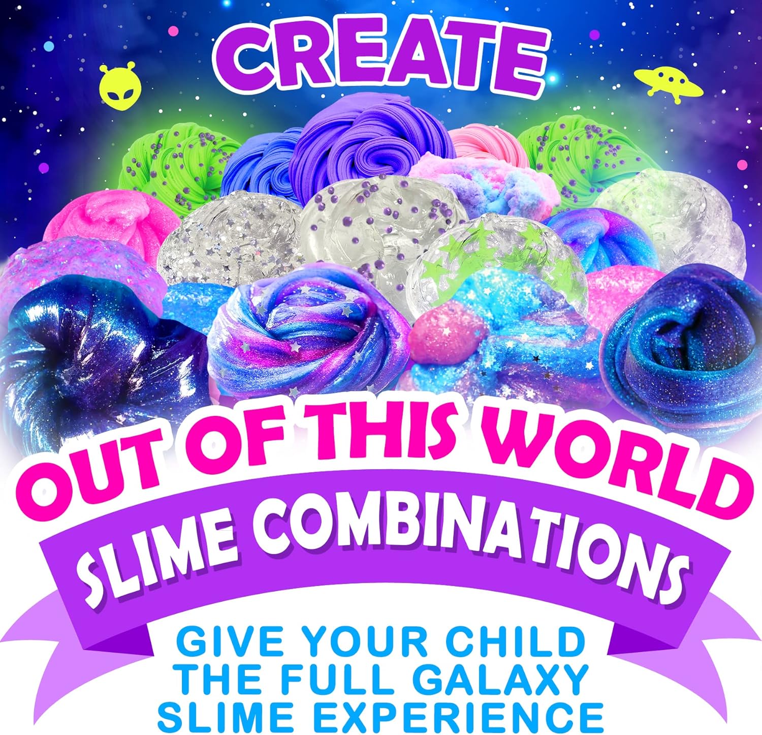 Original Stationery Galaxy Slime Kit | Glow-in-the-Dark DIY Set | Glitter Powders & Stars | Multicolor Craft Box for Girls Ages 8–12