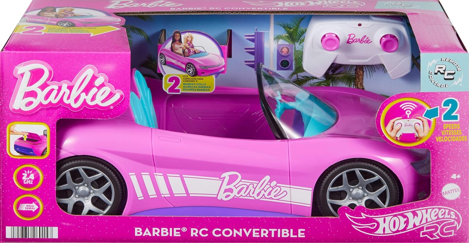 Hot Wheels Barbie RC Convertible | Remote-Control Car for Barbie Dolls | Ages 3+