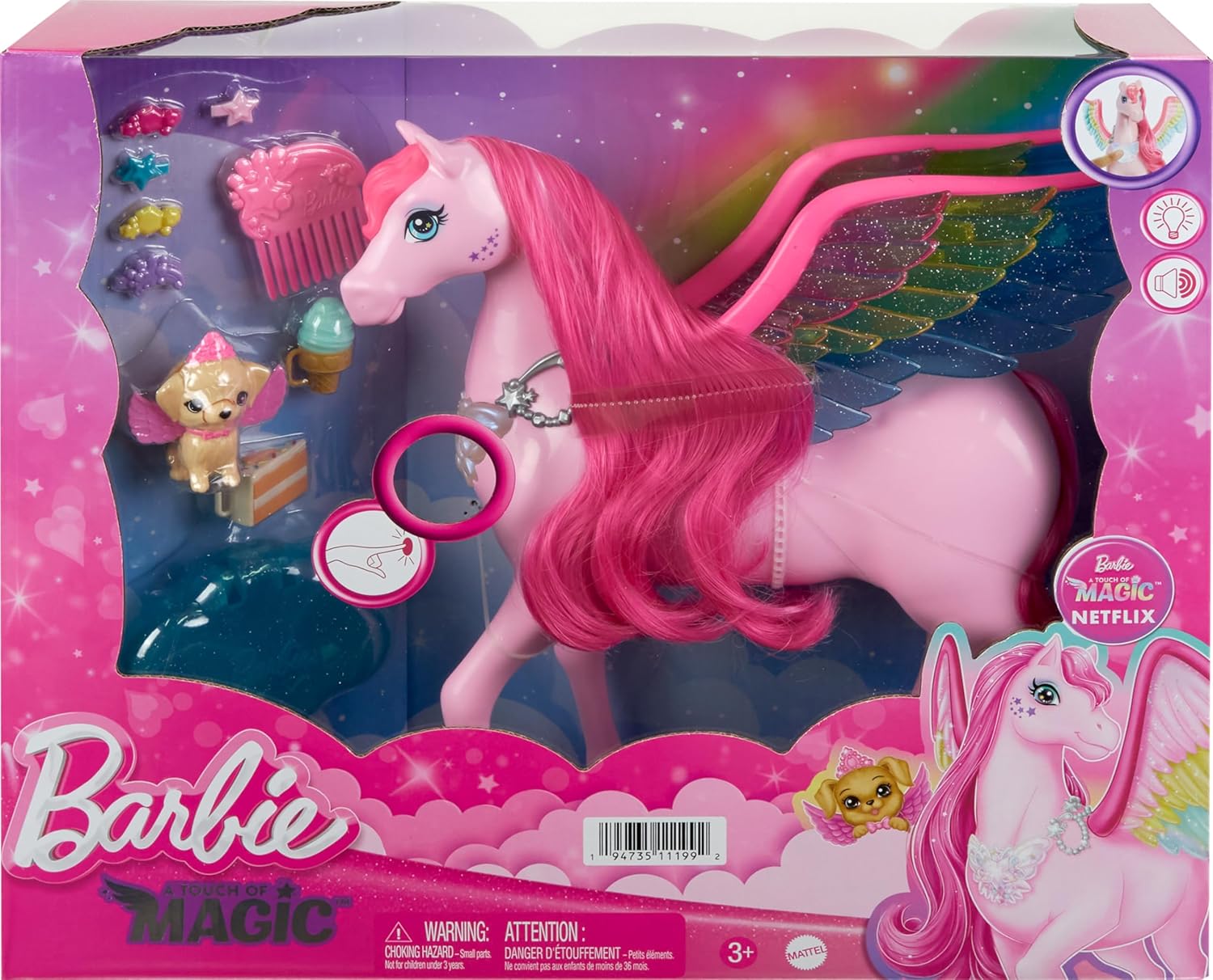 Barbie Pegasus Pink Winged Horse Toy | Inspired by Barbie A Touch of Magic | Ages 3+