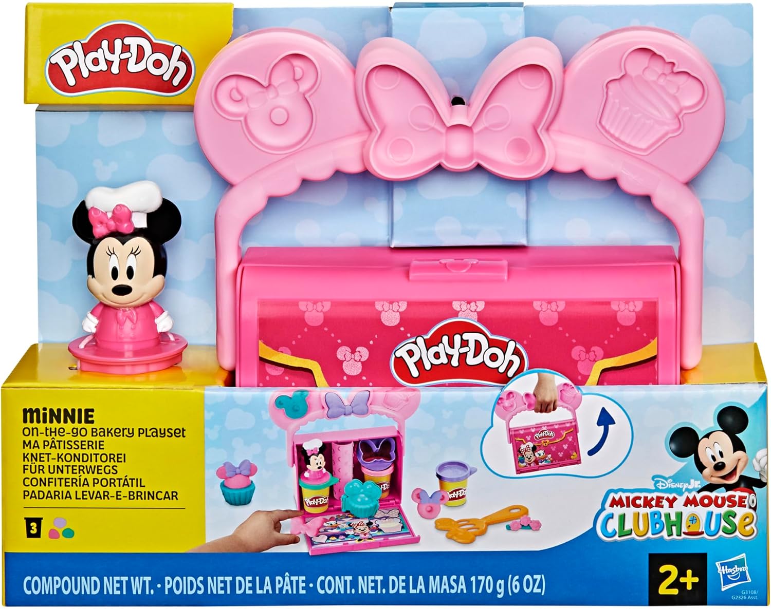 Play-Doh Disney Junior Mickey Mouse Clubhouse On-The-Go-Bäckerei-Spielset | Minnie Mouse Spiel-Essensset für Kinder ab 2 Jahren