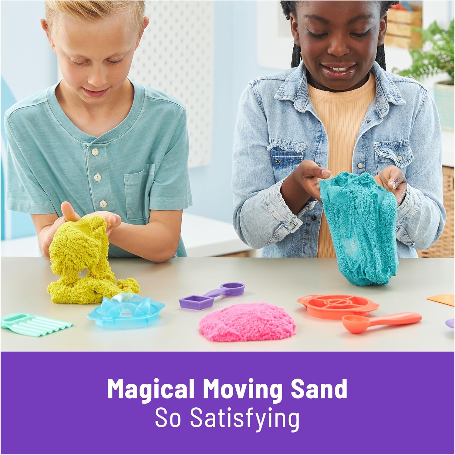 Kinetic Sand, Ultimate Sandisfying Set with 907g Play Sand (Pink, Yellow & Teal), 10 Tools & Molds-21,99