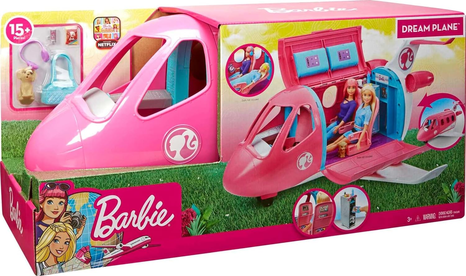 Barbie Dreamplane Playset | Airplane Toy with 15+ Accessories | Ages 3+