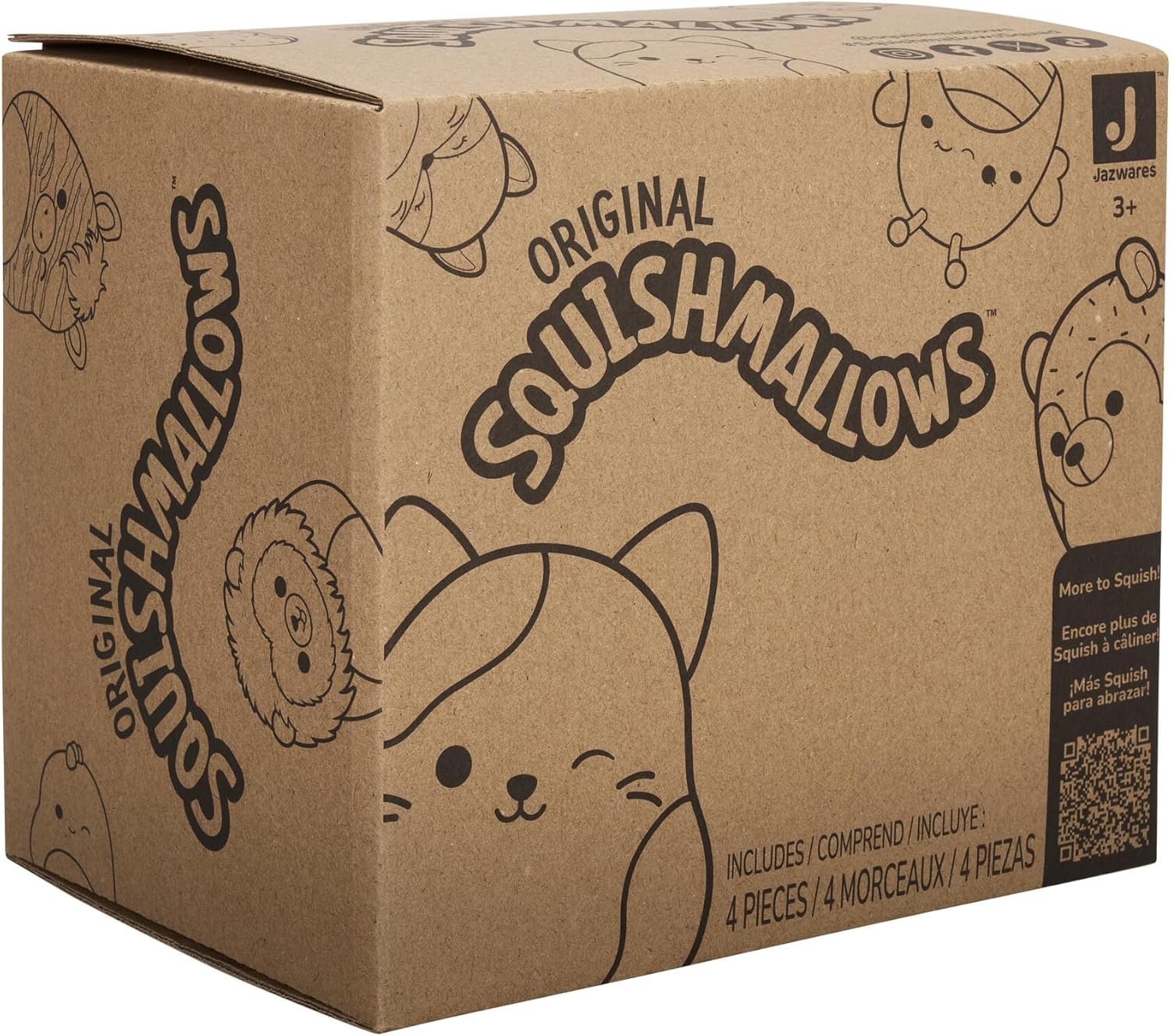 Squishmallows Christmas 4-Pack – Ethel Hot Chocolate, Floyd French Fries, Keiko Blue Christmas Tree, Ricardo Peppermint Bat