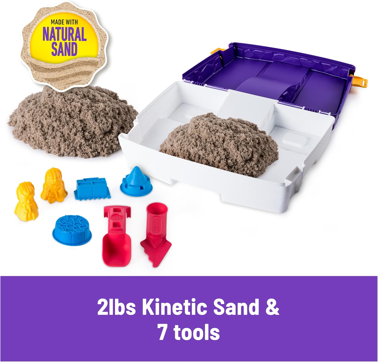 Kinetic Sand, Folding Sand Box with 907g Play Sand, 7 Molds & Tools