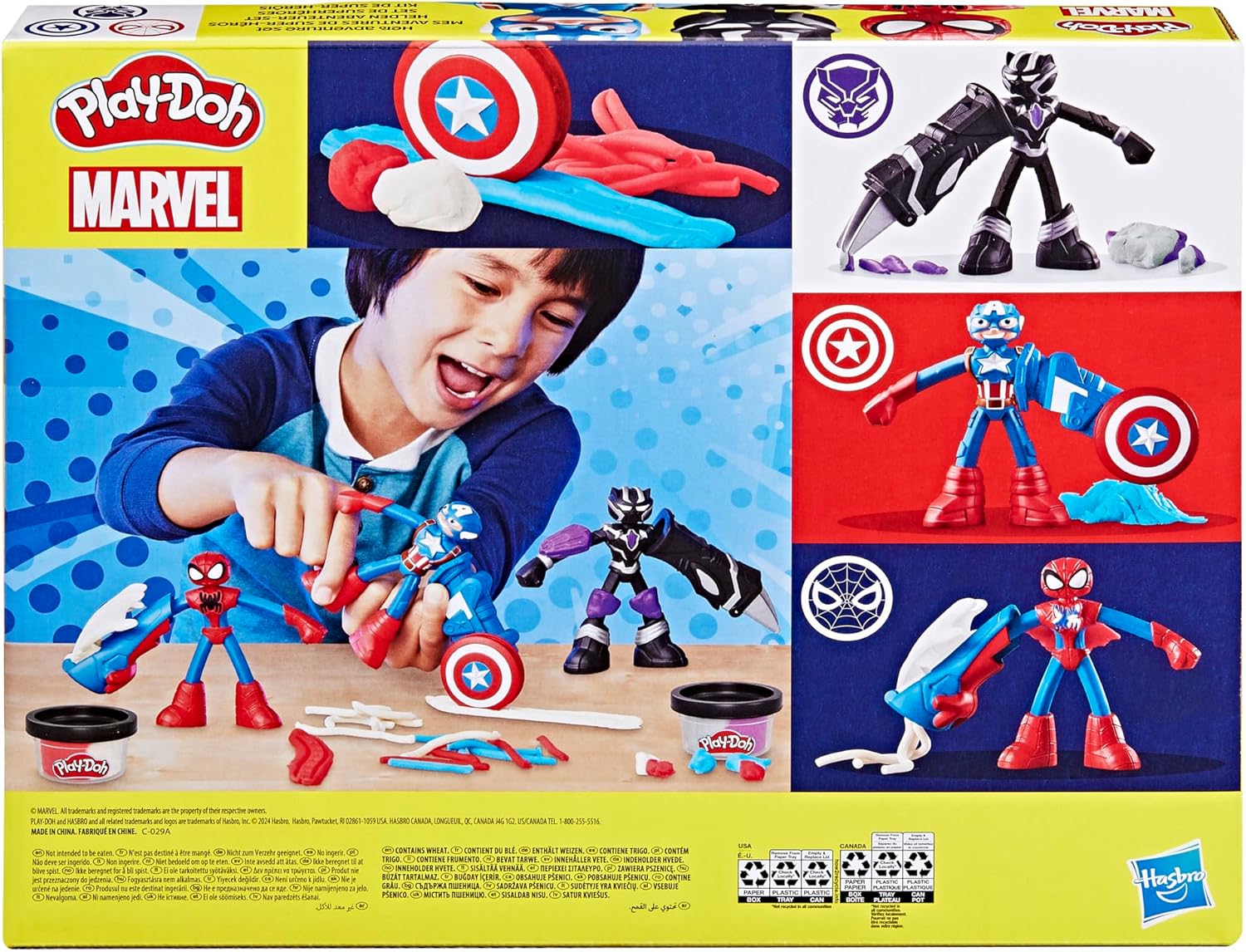 Play-Doh Marvel Hero Adventure Playset | Captain America, Black Panther & Spider-Man Figures | Kids Ages 4+