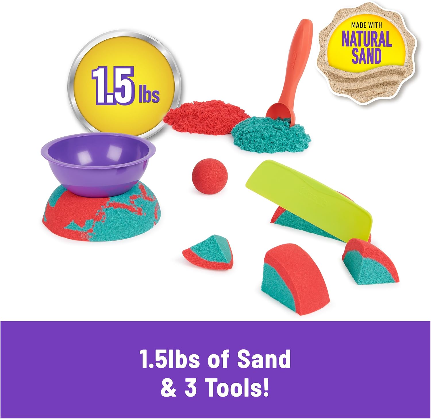 Kinetic Sand Mold n’ Flow with 700g  Red & Teal Play Sand