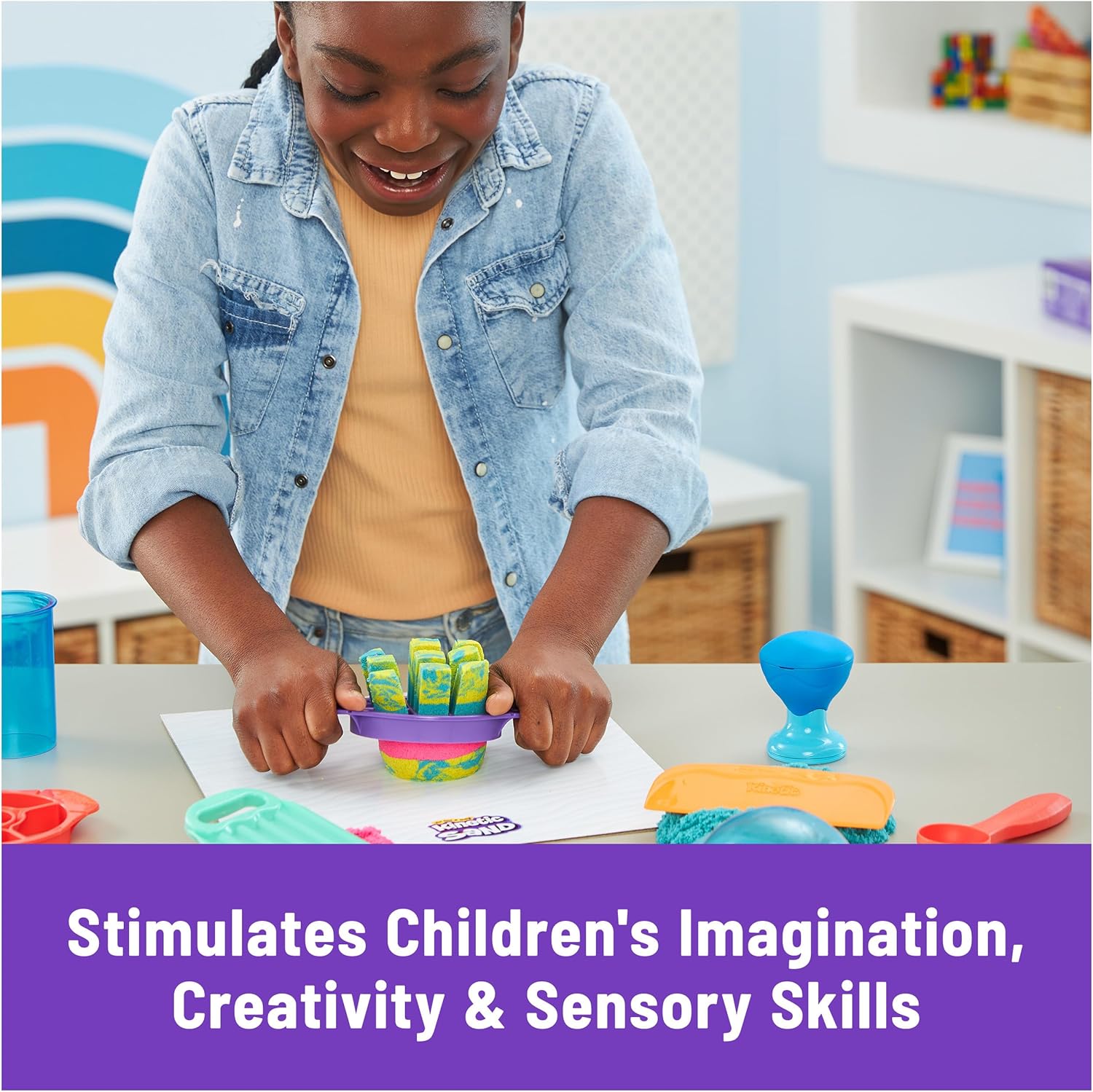 Kinetic Sand, Ultimate Sandisfying Set with 907g Play Sand (Pink, Yellow & Teal), 10 Tools & Molds-21,99