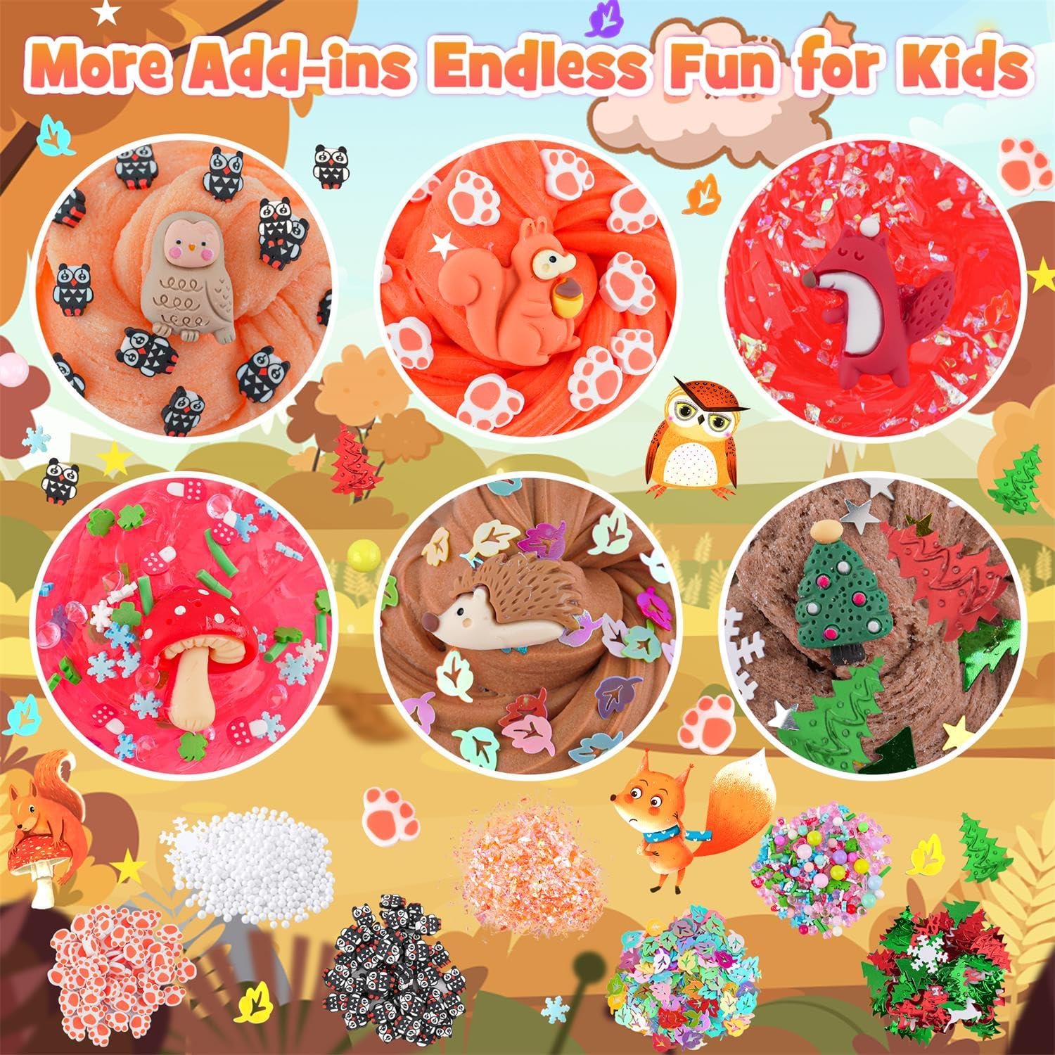 LAWOHO 6-Pack Forest Slime Kit | Butter, Cloud & Clear Slime Textures | 360 ml Total | Forest-Themed Add-Ins | Ages 4+