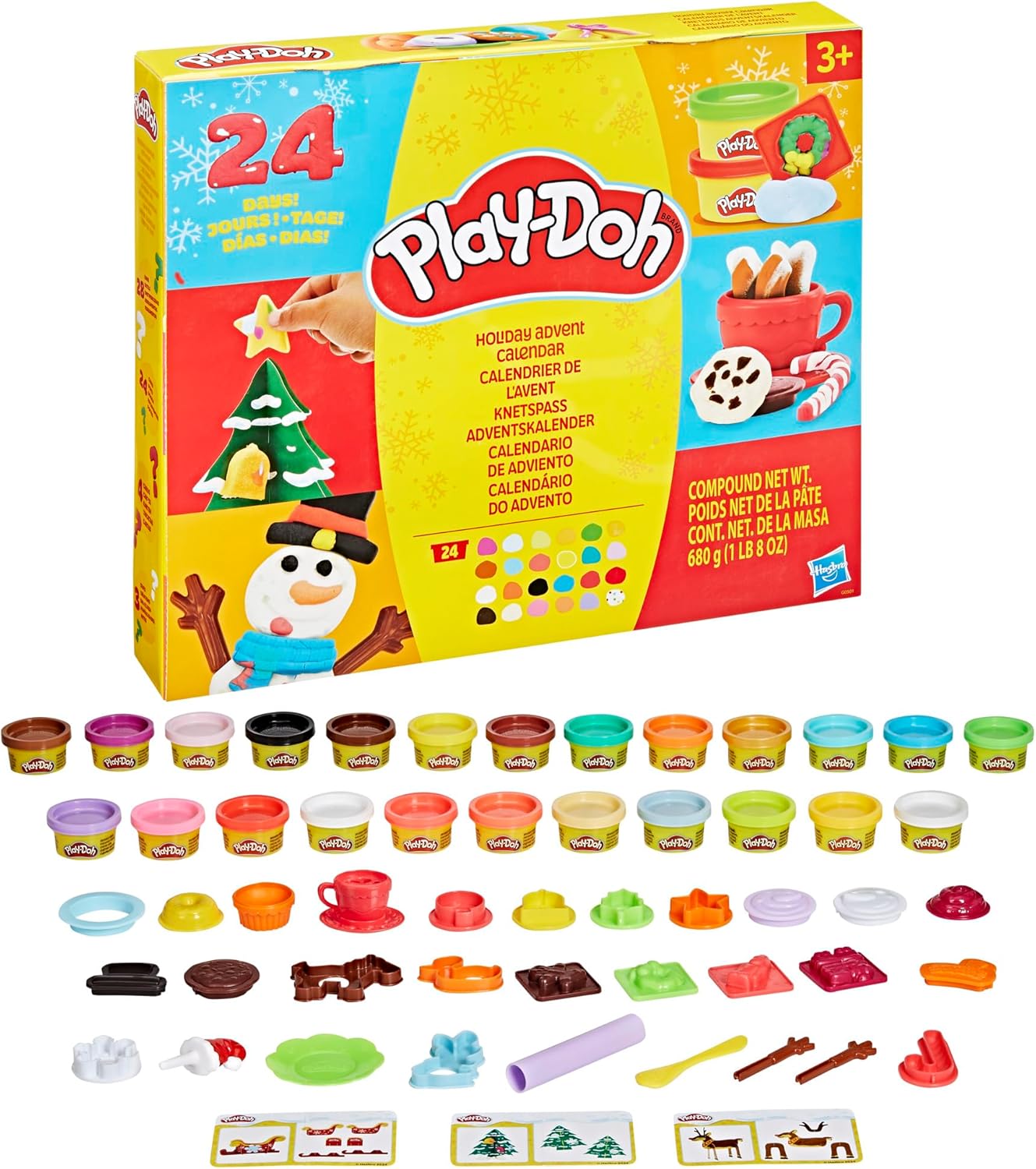 Play-Doh Holiday Advent Calendar | 24-Day Countdown with Surprise Gifts | Ages 3+