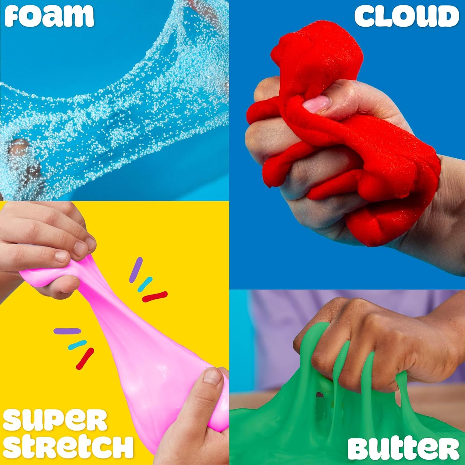 Play-Doh 6 verschiedene Mischungen-Paket | Super Stretch, Schaum, Butter und Wolke | Duftendes Sinnesspielzeug für Kinder ab 3 Jahren