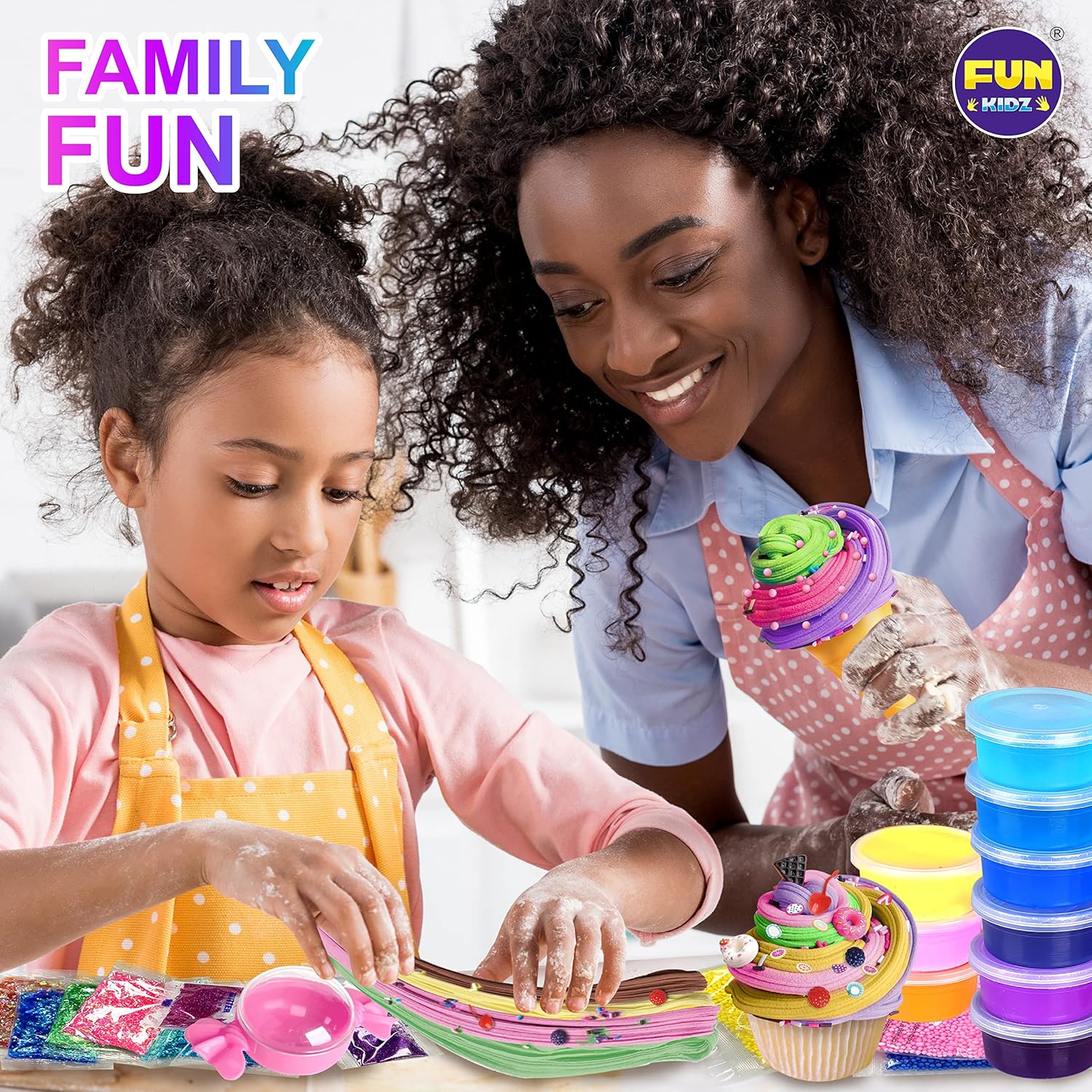 FunKidz Jumbo Slime Kit | 33 Cups Premade Slime Set | Soft, Cloud, Clear, Butter, Glitter & Glow-in-the-Dark | Non-Toxic DIY Kit for Kids Ages 4–12 | Party Favors & Gift Box