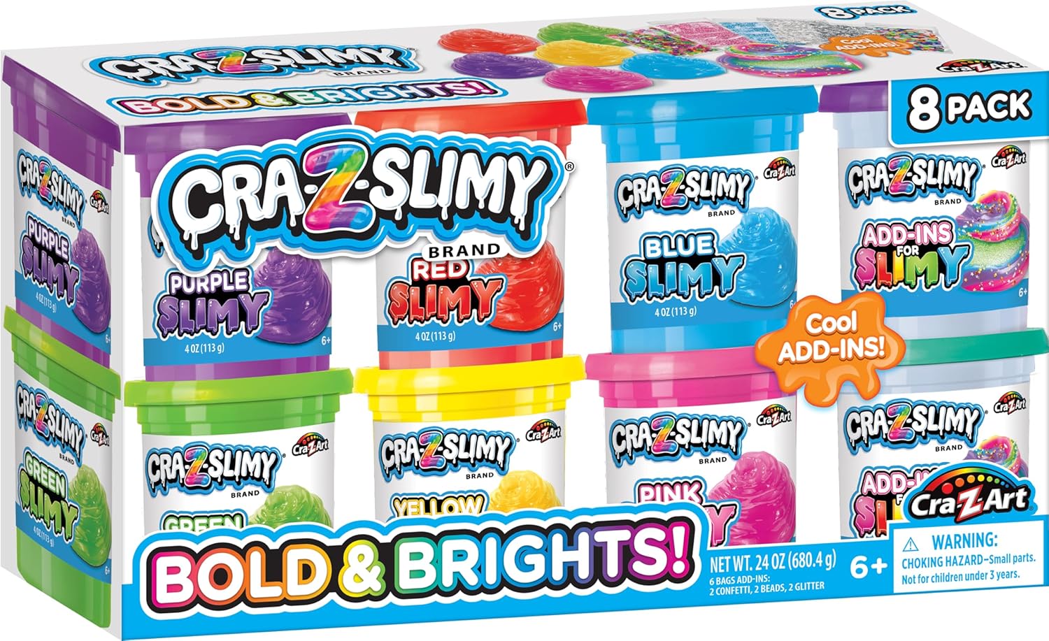 Cra-Z-Slimy Bold & Brite 8 Count – Vibrant Premade Slime Collection