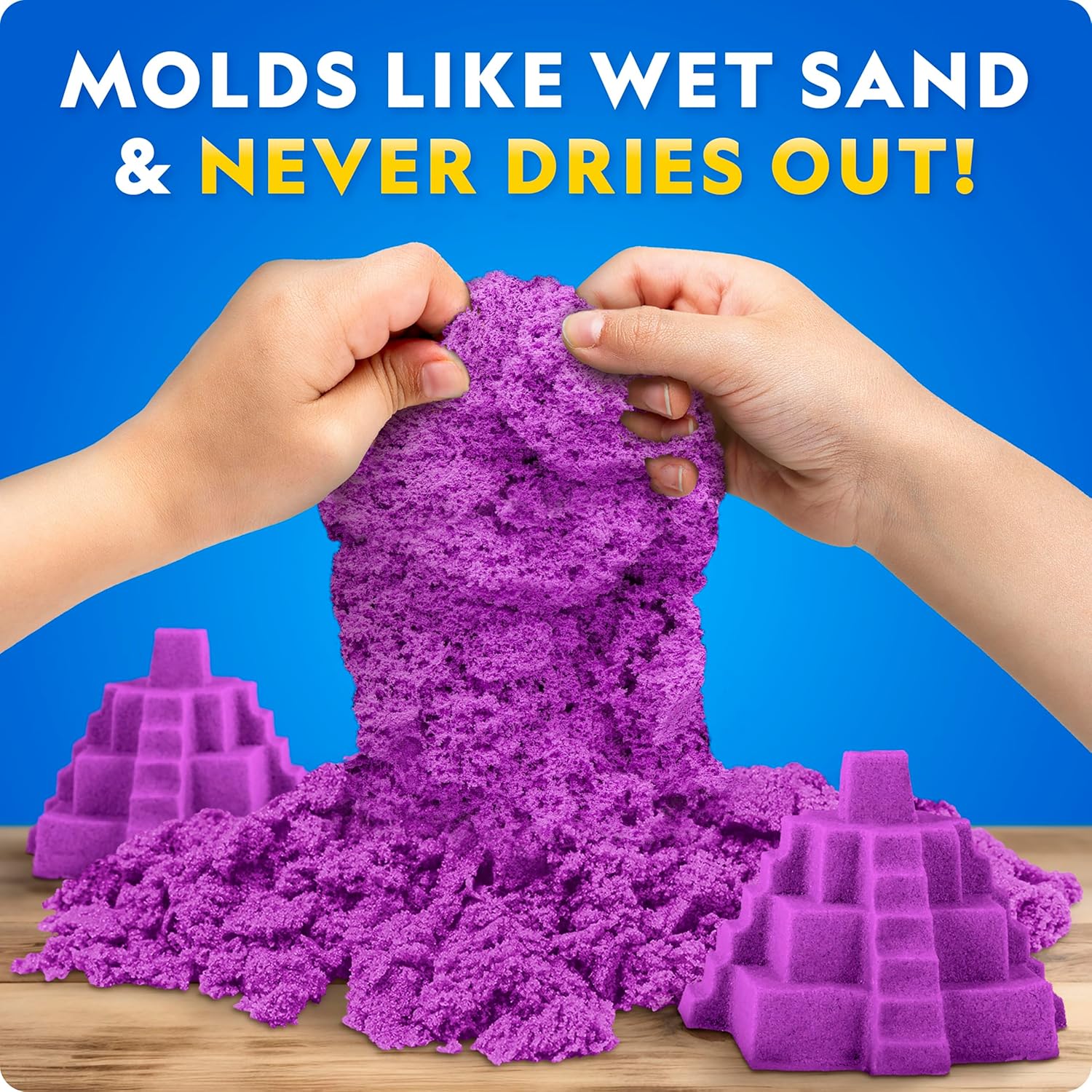 National Geographic 2,72 kg Moon Sand Combo Pack - 0,91 g Each of Blue, Purple and Natural Play Sand with Castle Molds