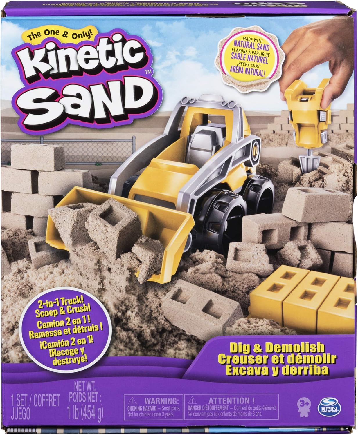 Kinetic Sand, Dig & Demolish Playset with 454 g Play Sand & Toy Truck