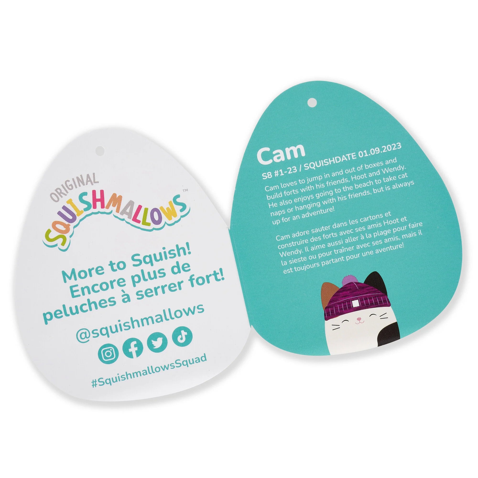 Squishmallows  - Cam Calico Cat with Purple Hat