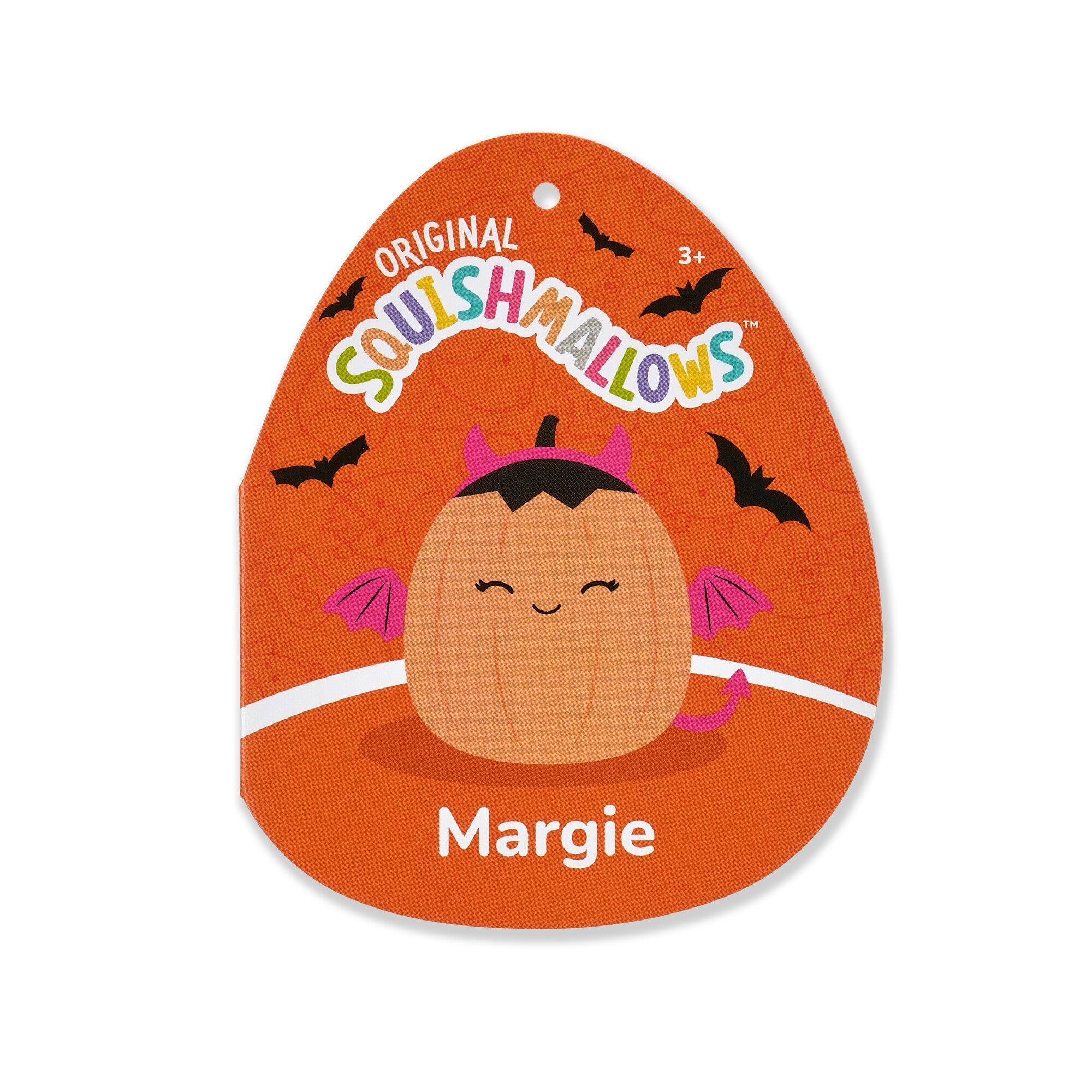 Squishmallows  Halloween Margie the Pastel Orange Pumpkin in Pink Devil Costume