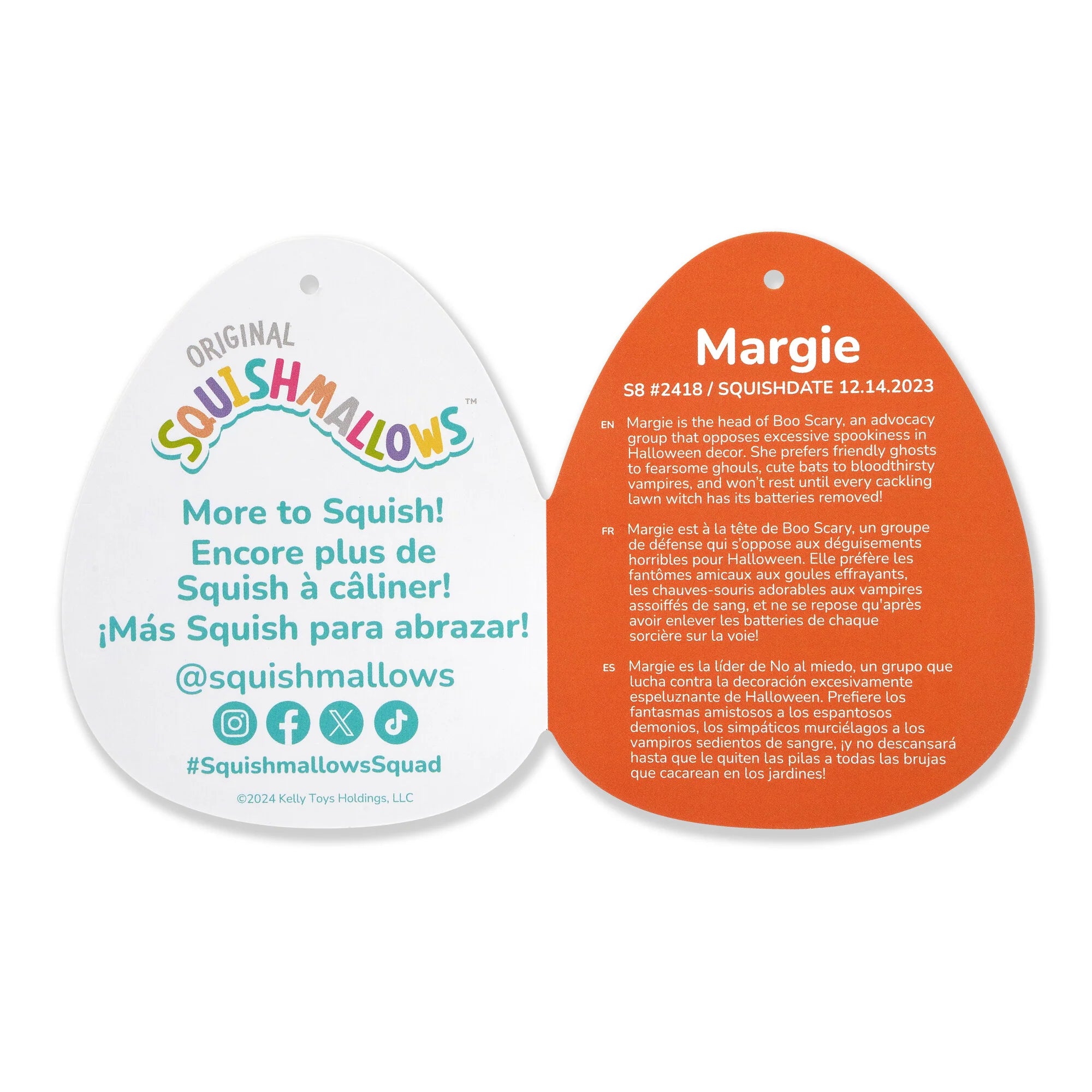 Squishmallows  Halloween Margie the Pastel Orange Pumpkin in Pink Devil Costume