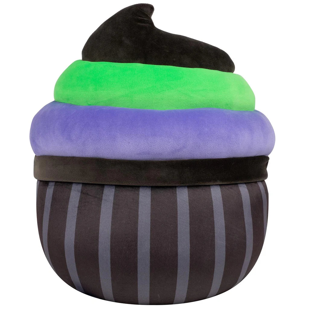 Squishmallows Halloween  Kurt the Black Cupcake With Green and Purple Frosting