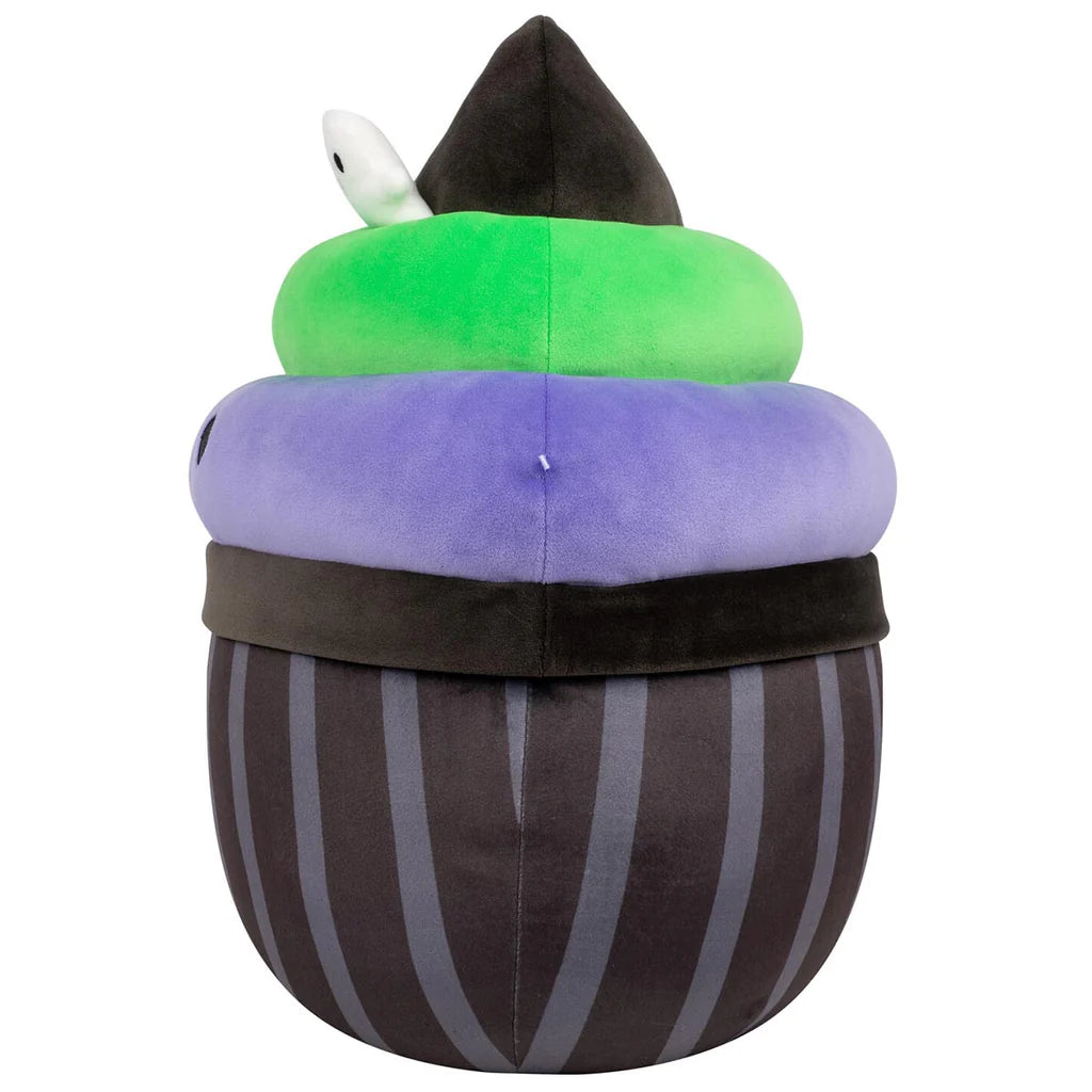 Squishmallows Halloween  Kurt the Black Cupcake With Green and Purple Frosting