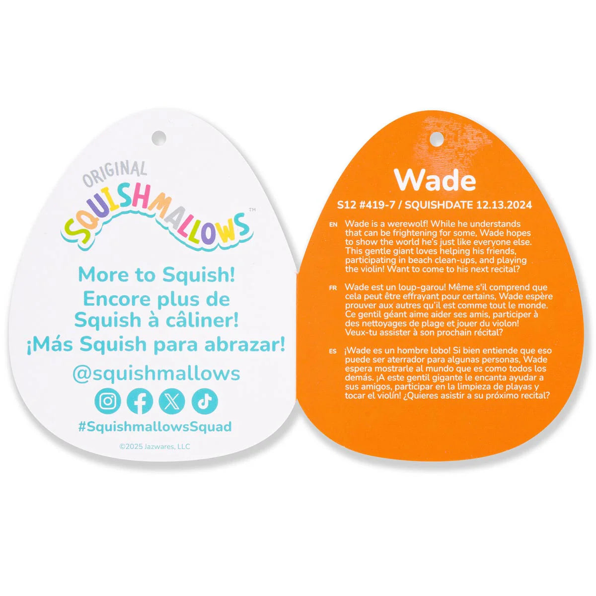 Squishmallows  - Wade the Brown Werewolf Holding Purple Frappe