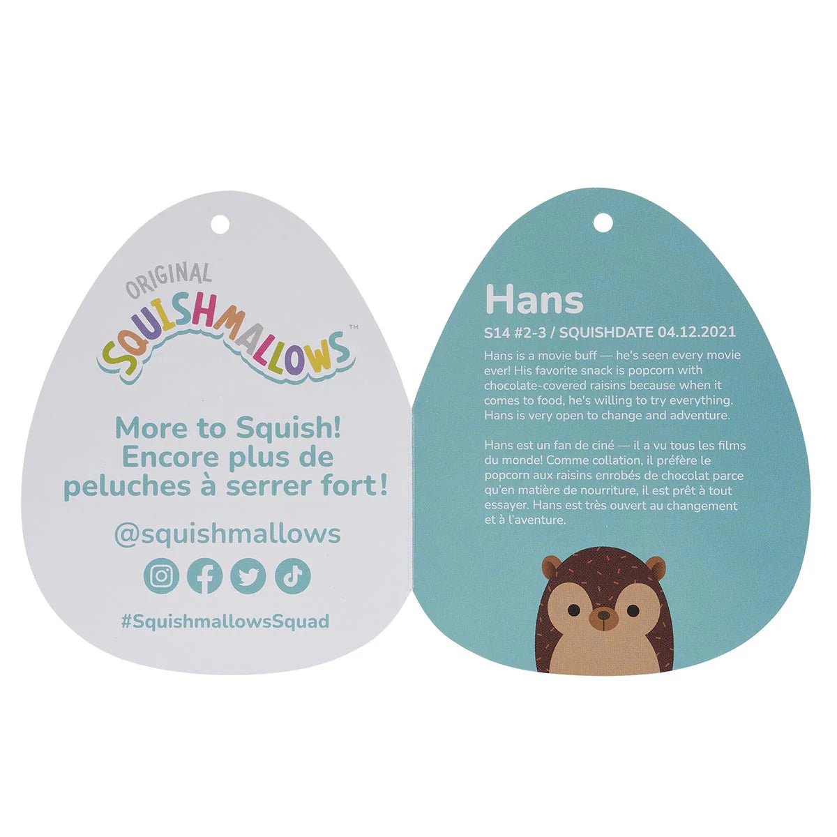 Squishmallows  -Hans the Brown Hedgehog