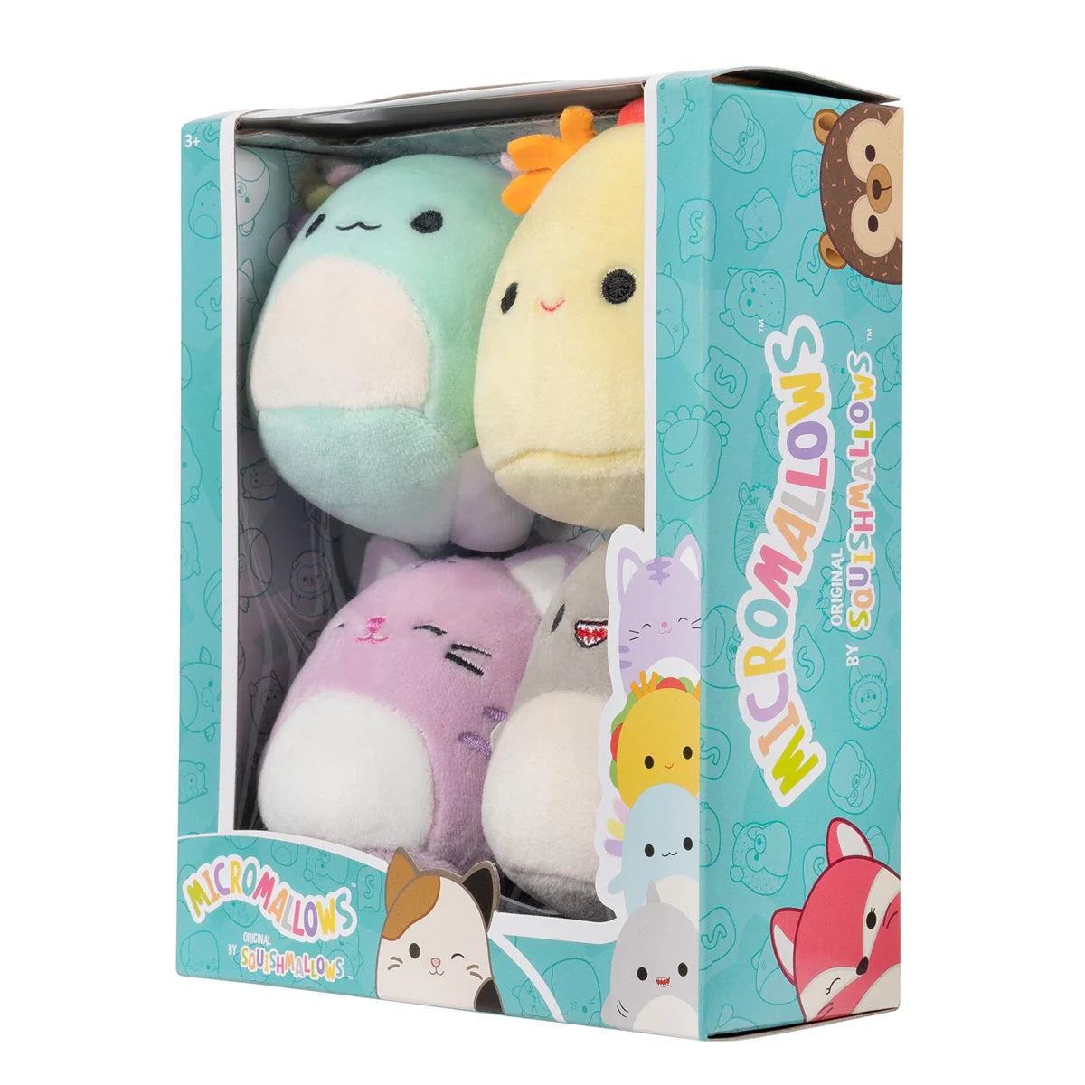Squishmallows Micromallows 4-Pack - Gordon Shark, Tex Taco, Tabitha Cat, Irina Axolotl