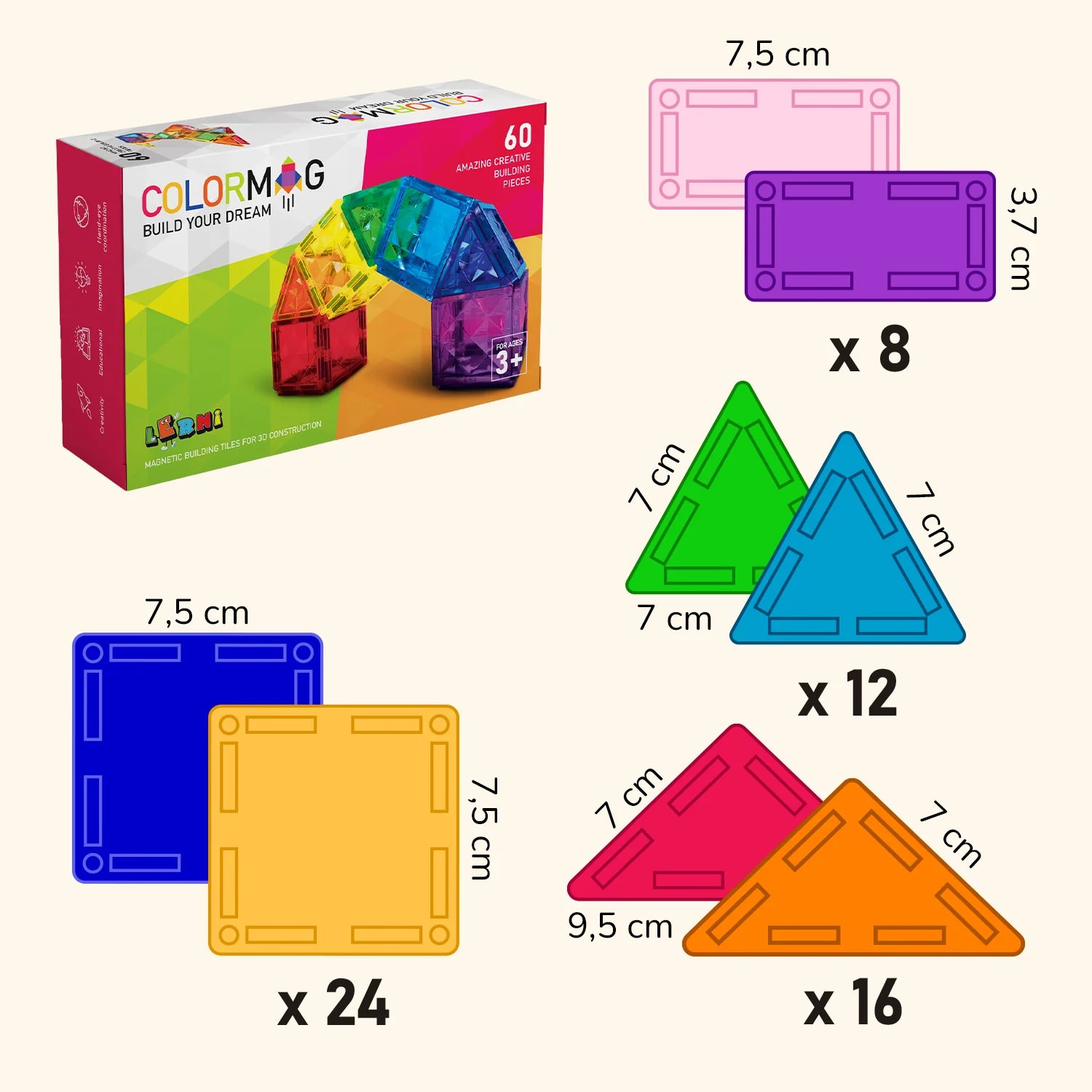 Jeu de construction magnétique COLORMAG 60 – Classique