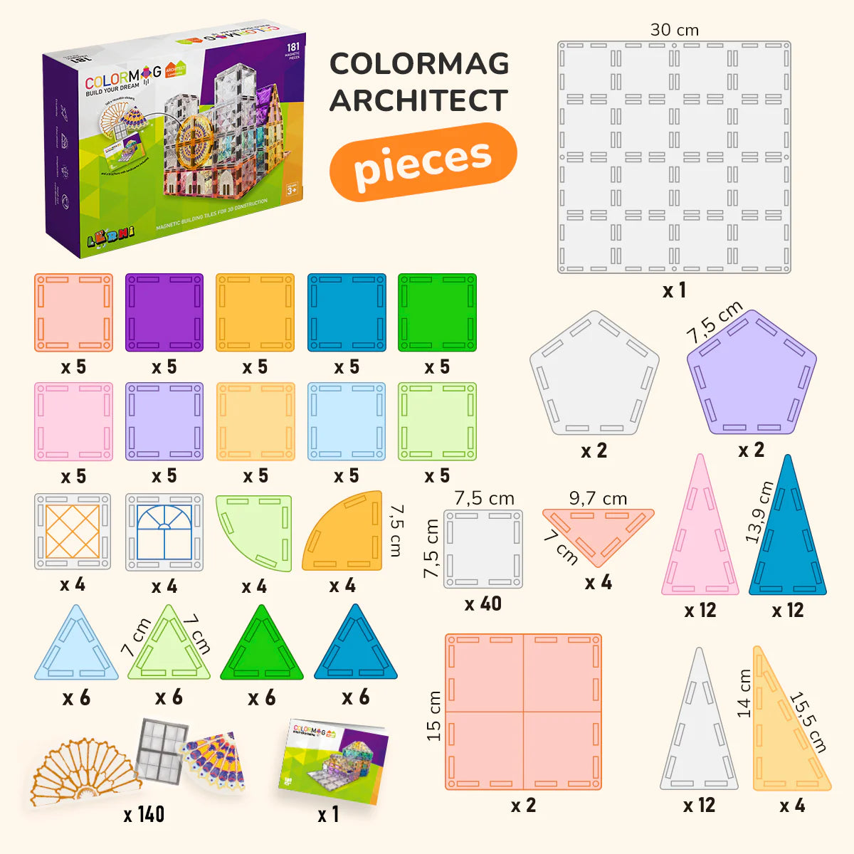 Magnetic Building Set COLORMAG - Architect