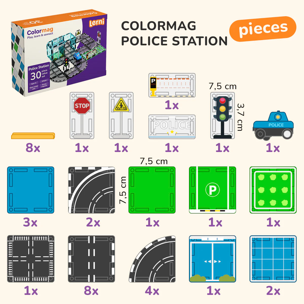 Jeu de construction magnétique Commissariat de police Colormag