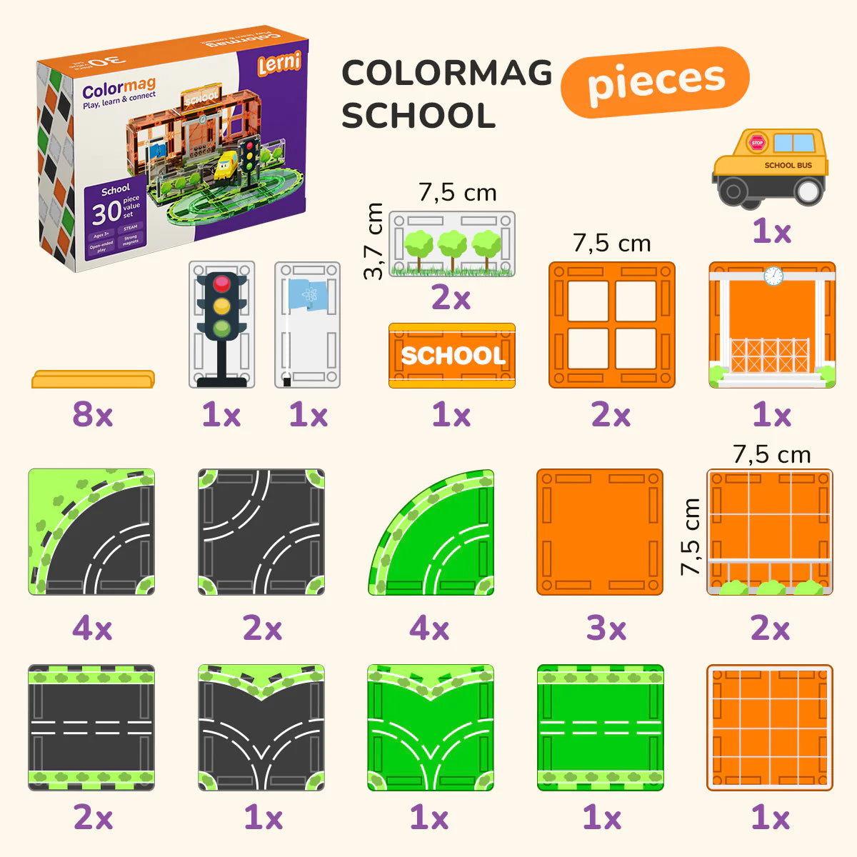 Jeu de construction magnétique Colormag School